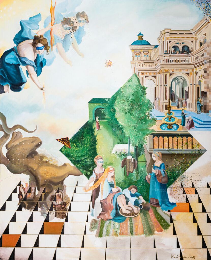 Two head tiger, 2001, Öl auf Leinwand, ca. 80x100 cm